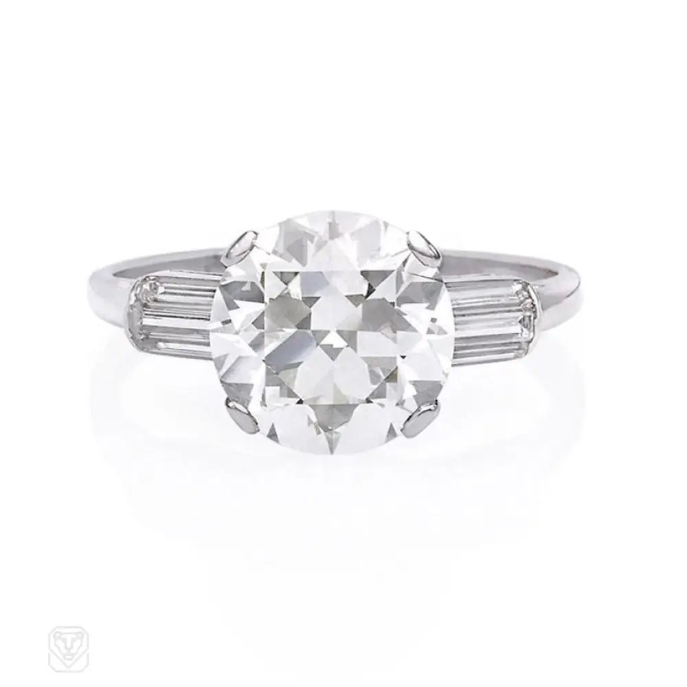 Ladies engagement rings romantic solitaires-Art Deco solitaire diamond engagement ring