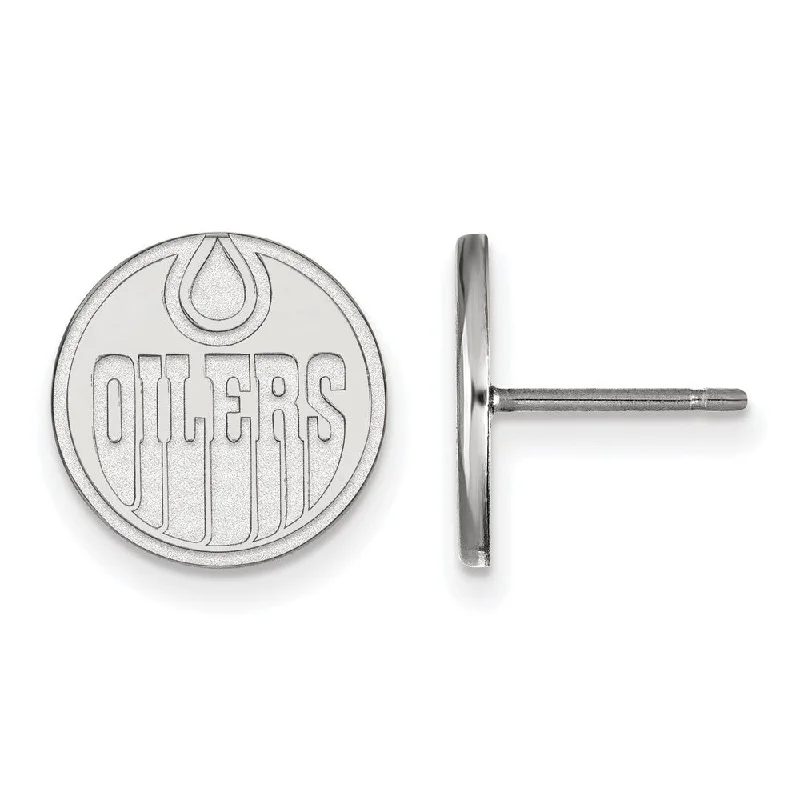 Ladies earrings hand-forged styles-Sterling Silver NHL Edmonton Oilers Small Post Earrings