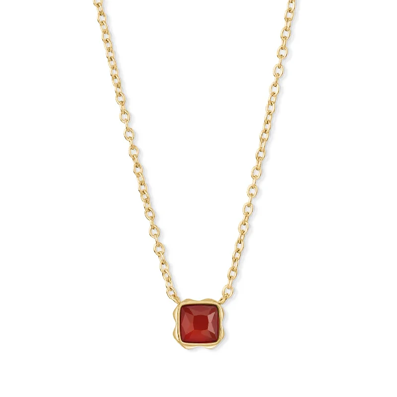 Ladies necklaces age-appropriate designs-Coeur De Lion January Birthstone Gold Red Agate Necklace