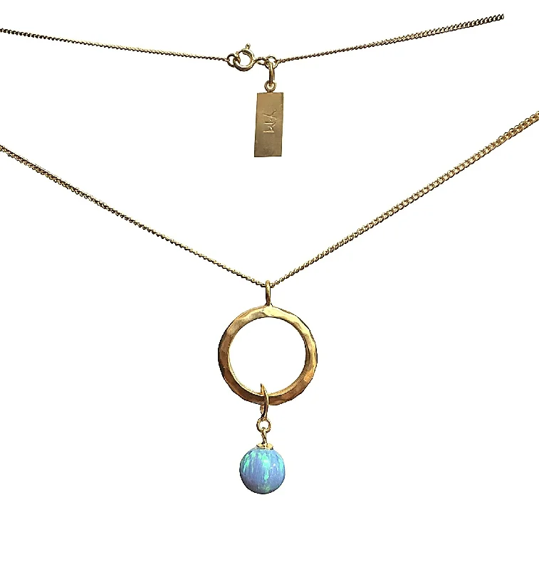 Ladies necklaces neon bright necklaces-Yaron Morhaim 14ct Gold Vermeil Opal Necklace