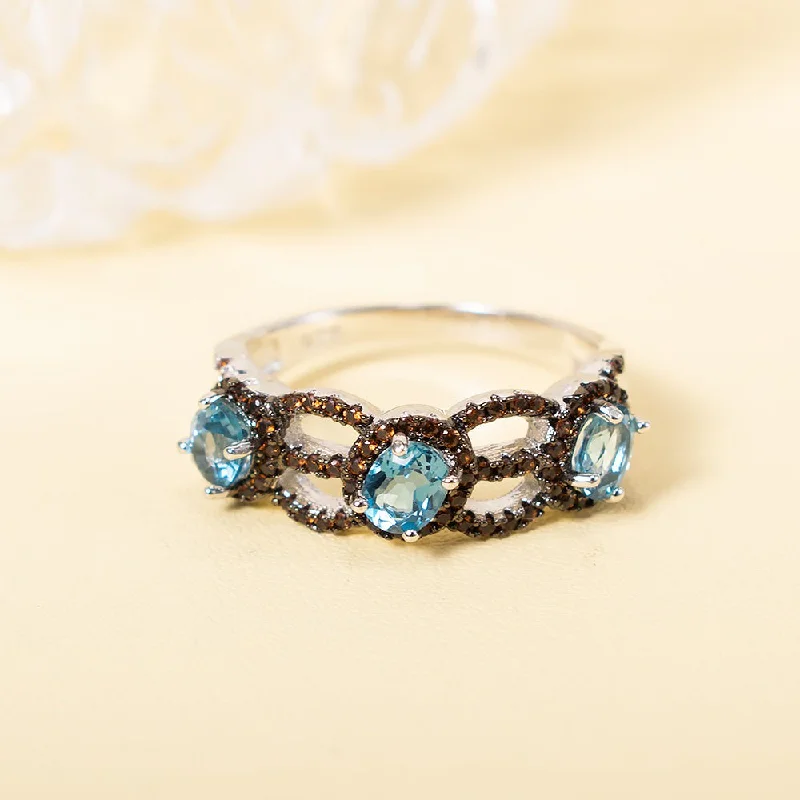 Ladies rings slip-on ring styles-Navy Blue Topaz Ring