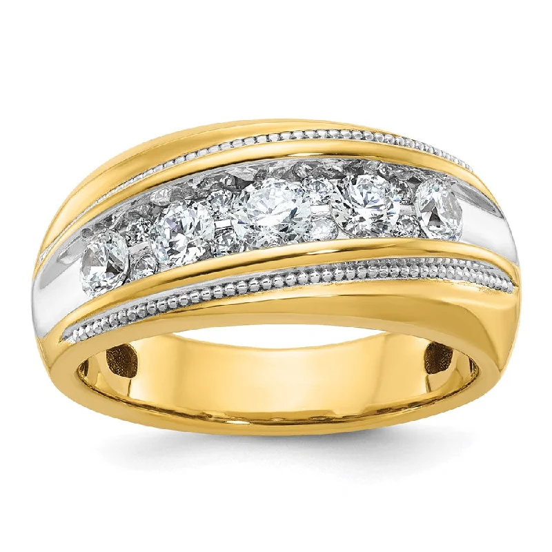 Ladies rings personalized touch options-10.7mm 10K Yellow or White Gold 1 Ctw Diamond Milgrain Tapered Band