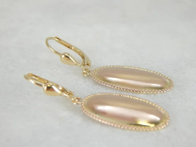 Ladies earrings mixed material earrings-Rose Gold Earrings with Sophisticated Milgrain Edging