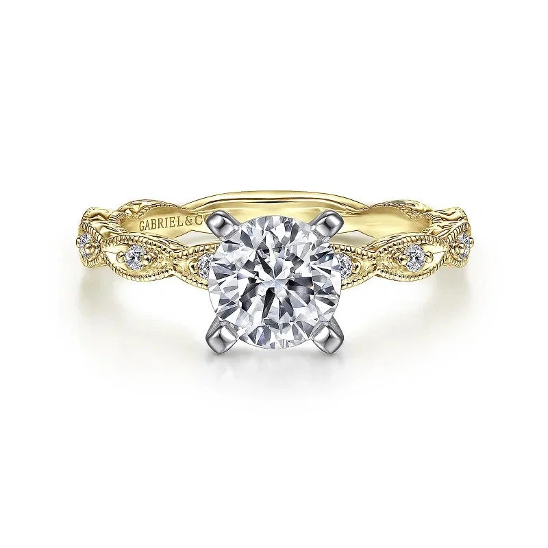 Ladies engagement rings timeless diamonds-Sadie - 14K Yellow Gold Round Diamond Engagement Ring