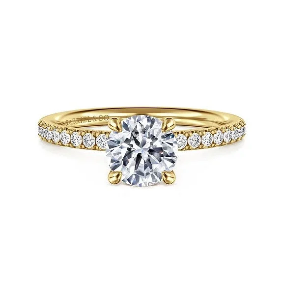 Ladies engagement rings twisted halos-Twain - 14K Yellow Gold Round Diamond Engagement Ring (Setting Only)