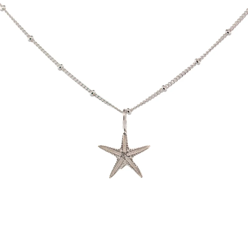 Ladies necklaces infinity symbol designs-Dainty London Silver Small Starfish Necklace