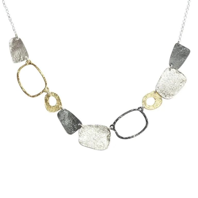 Ladies necklaces 2025 style trends-Saphirim Multi Element Gold Plated and Silver Necklace