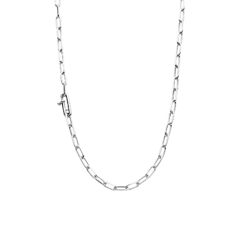 Ladies necklaces emerald cut necklaces-Ti Sento Silver Necklace with Mini Silver Chain Links