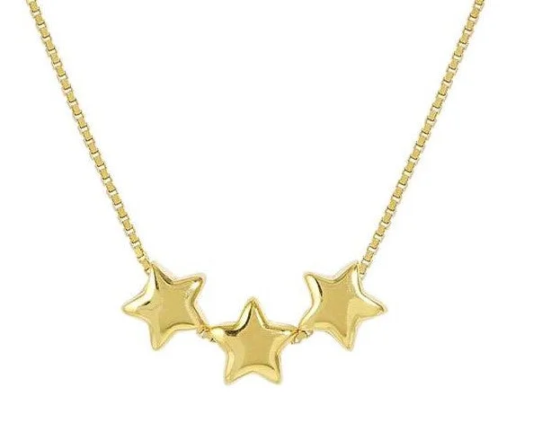 Ladies necklaces monochromatic styles-Nomination Gold Vermeil Cubic Zirconia 3 Star Necklace