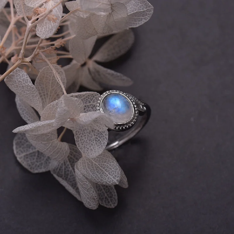 Ladies rings adjustable fit rings-Retro Vibes Moonstone Ring