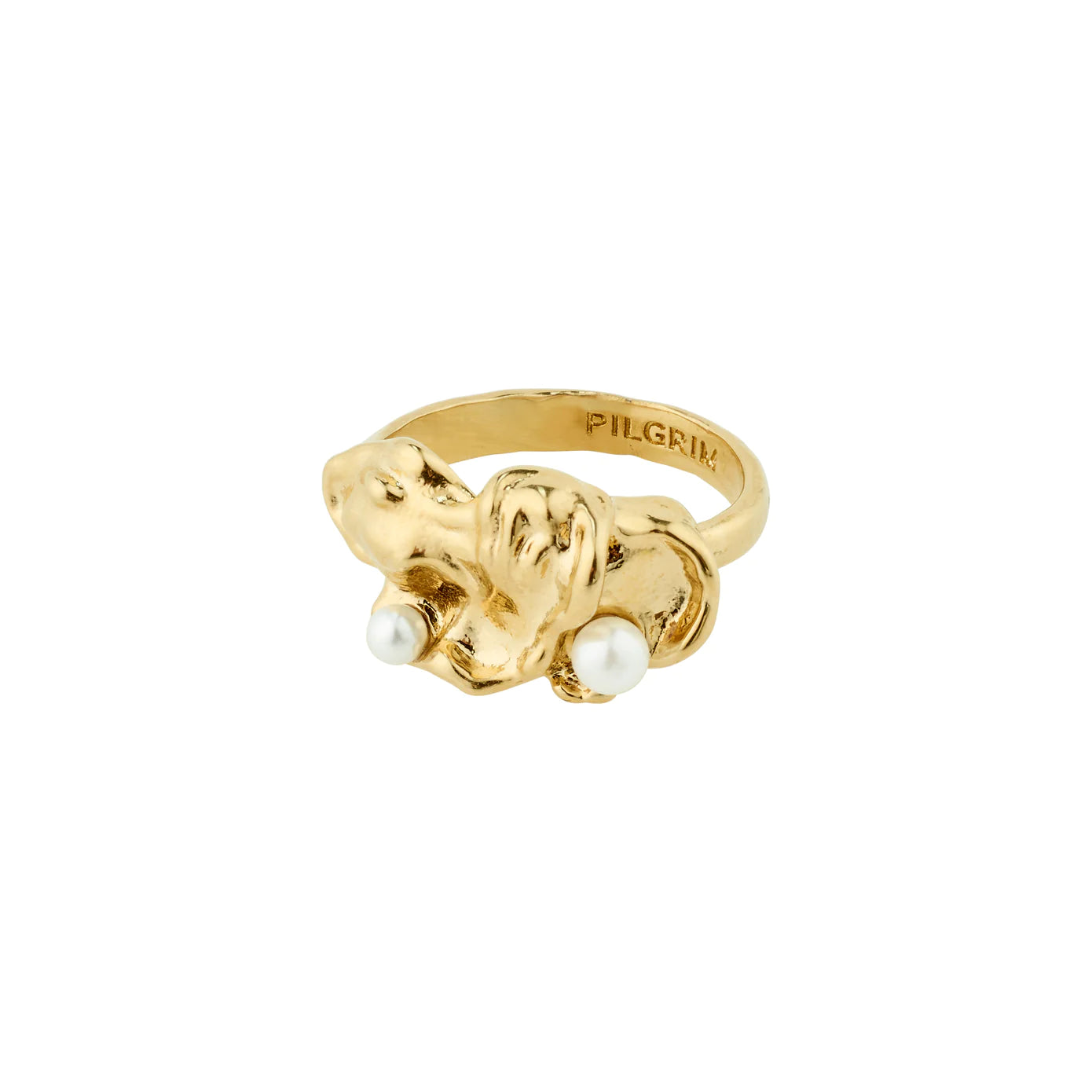 Ladies rings yellow diamond rings-Moon Gold Plated Ring