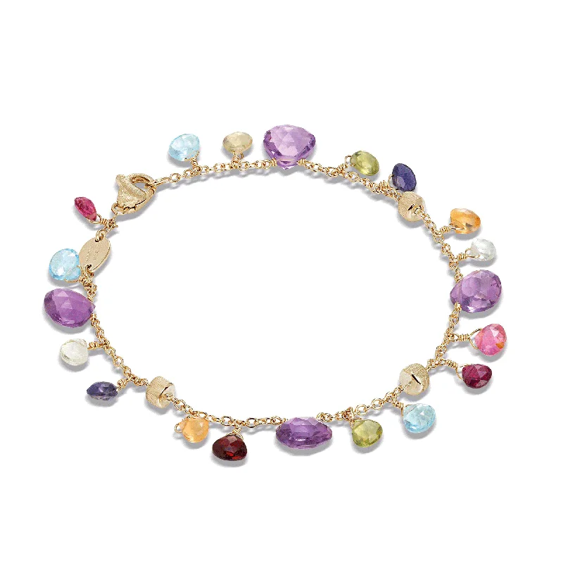 Ladies bracelets famous designer labels-Ladies bracelets famous designer labels-Paradise 18ct Yellow Gold Multicoloured Gemstone Bracelet