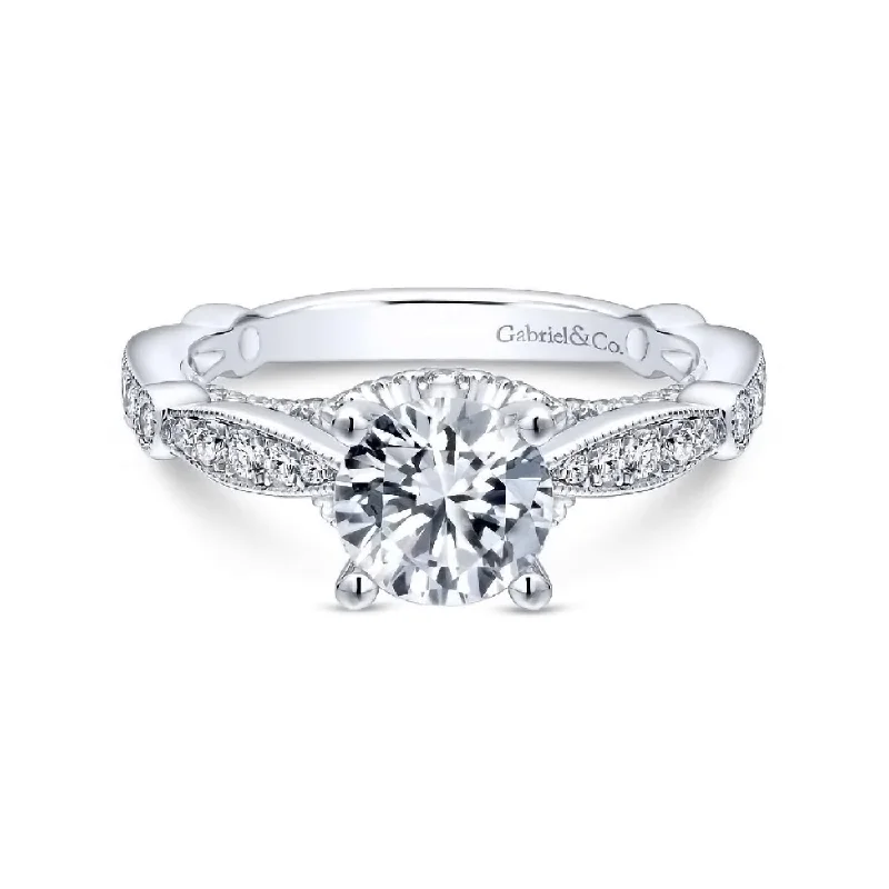 Ladies engagement rings vintage-inspired-14K White Gold Diamond Engagement Ring