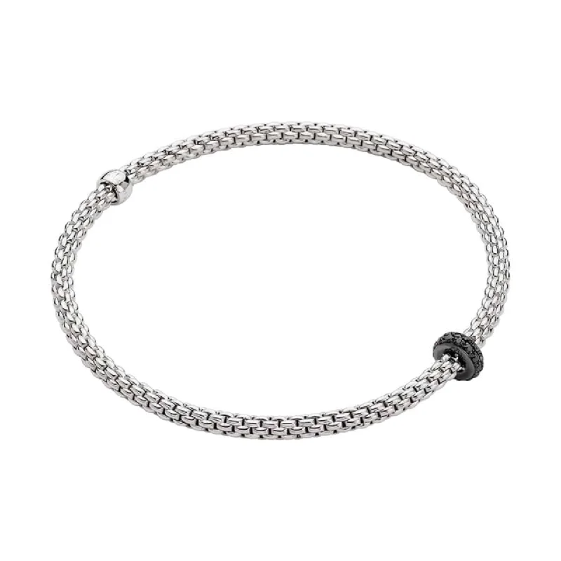 Ladies bracelets Thanksgiving gift styles-Ladies bracelets Thanksgiving gift styles-Flex'it Prima 18ct White Gold Bracelet With Pave Set Black Diamond Rondel