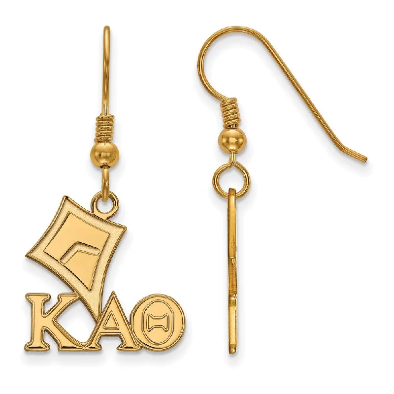 Ladies earrings jewelry care tips-14K Plated Silver Kappa Alpha Theta Small Dangle Earrings