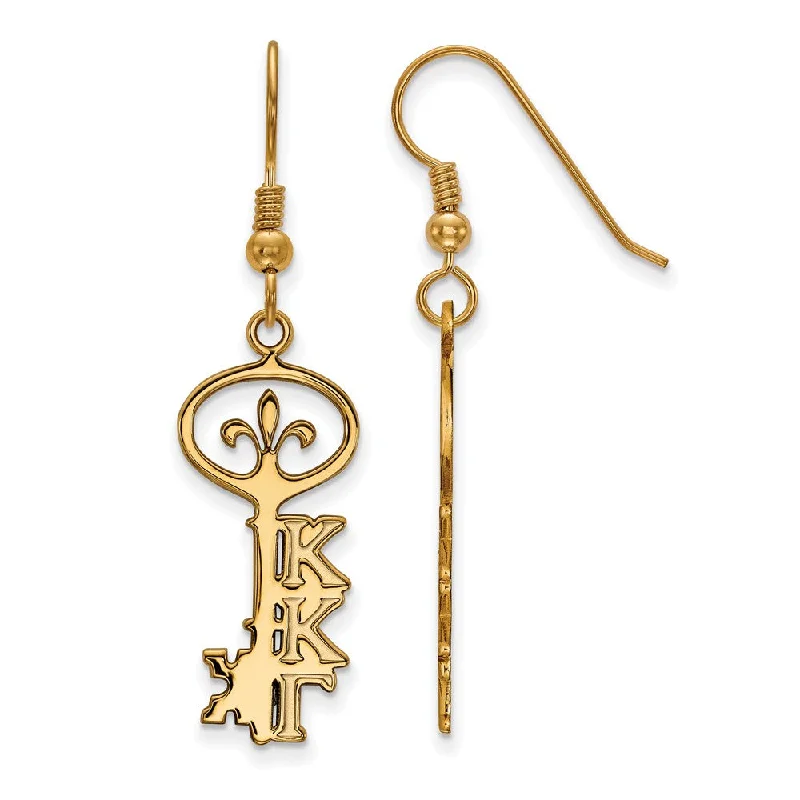 Ladies earrings subtle luxury options-14K Plated Silver Kappa Kappa Gamma Small Dangle Earrings