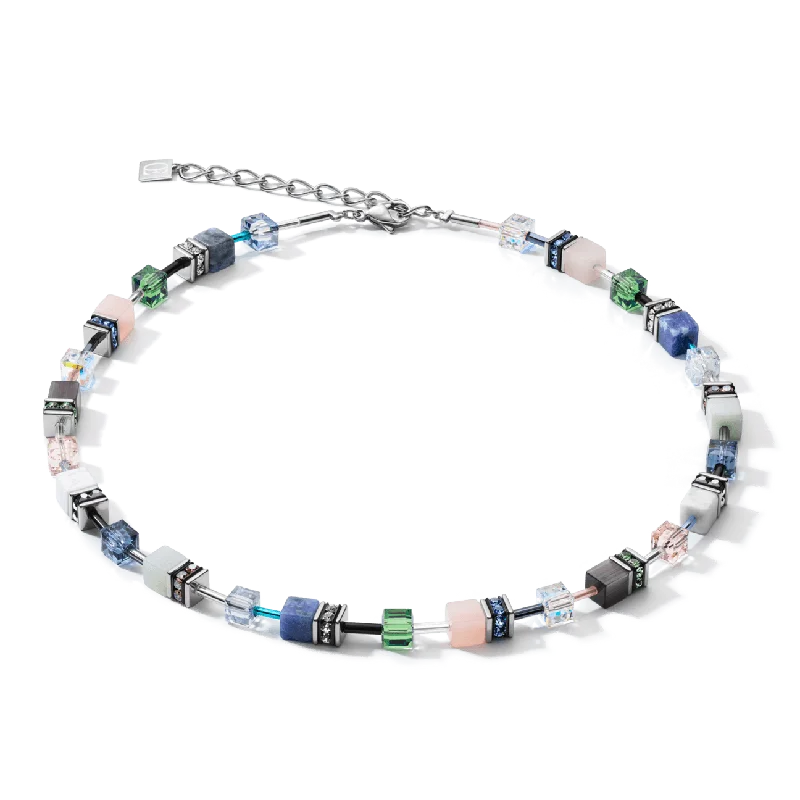 Ladies necklaces viral fashion picks-Coeur De Lion Swarovski® Crystals GeoCUBE® & Blue-Green Necklace