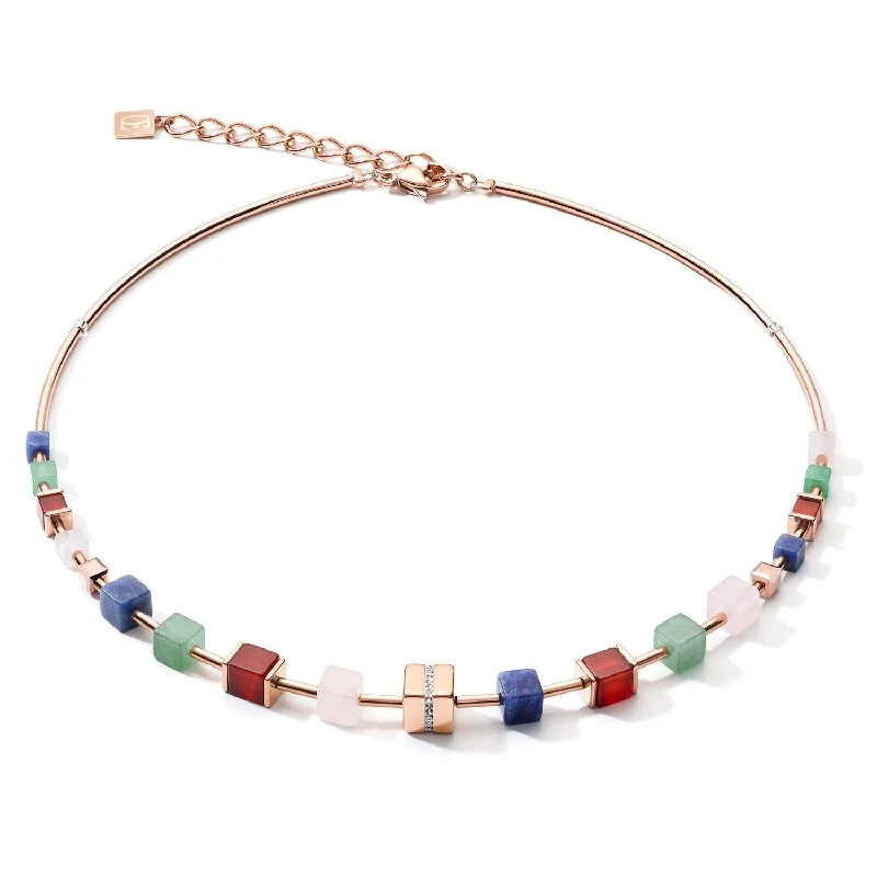 Ladies necklaces celestial theme necklaces-Coeur De Lion Multicoloured Cubes Necklace