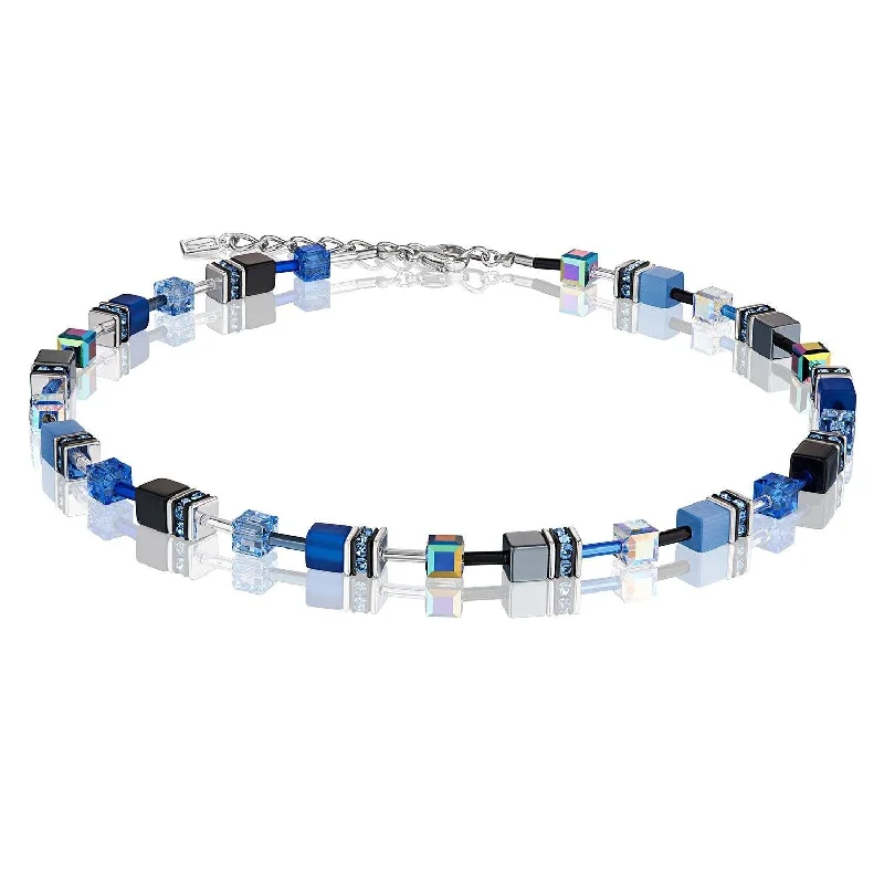 Ladies necklaces long-lasting necklaces-Coeur De Lion Cobalt Blue Grey Swarovski® Crystals GeoCUBE® Necklace