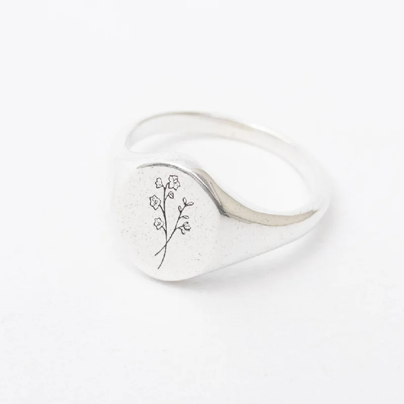 Ladies rings bold weight designs-July Birth Flower Signet Ring