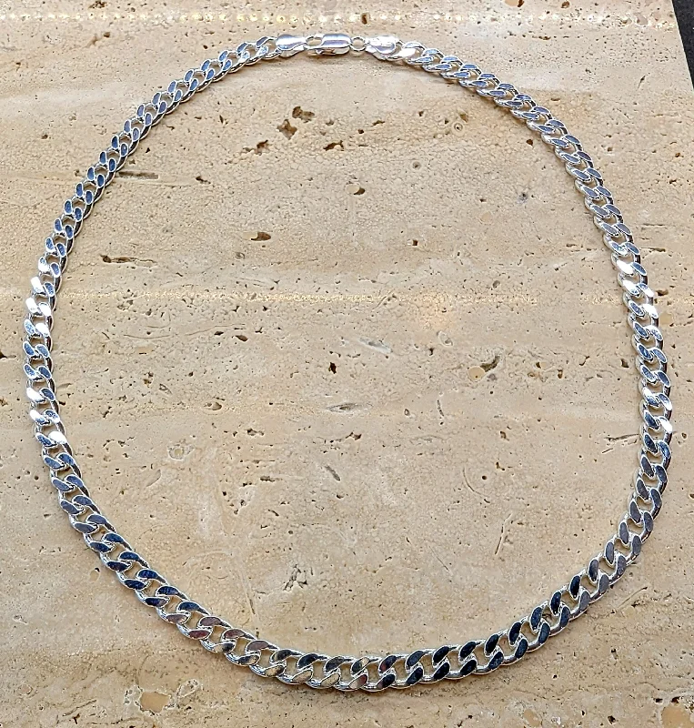 Ladies necklaces flexible chain necklaces-Sterling Silver Flat Curb Necklace