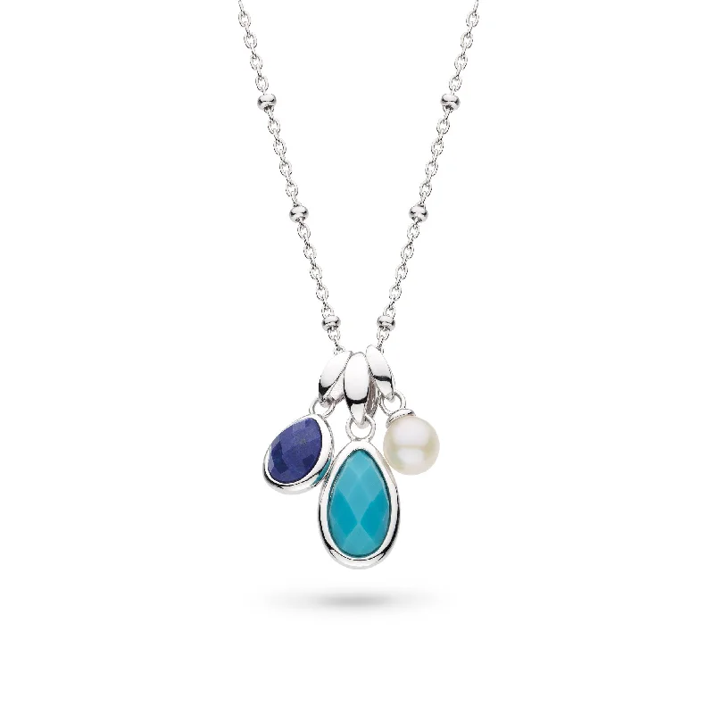 Ladies necklaces stainless steel options-Kit Heath Pebble Azure Gemstone Trio Pendant Necklace