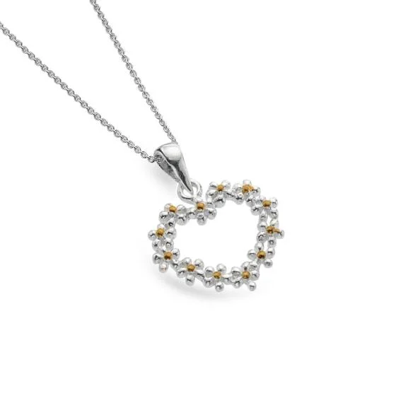 Ladies necklaces asscher cut styles-Sea Gems Daisy Heart Necklace