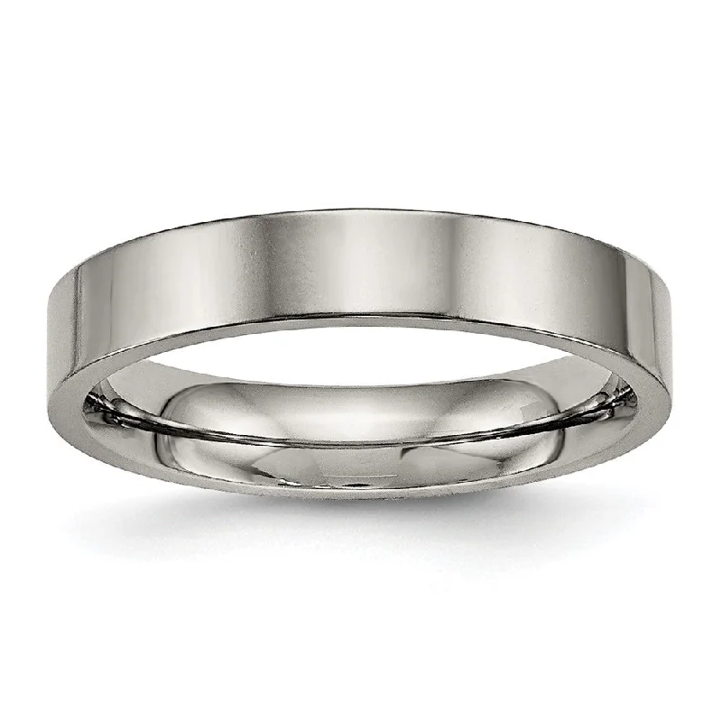 Ladies rings contemporary bold styles-Titanium 4mm Polished Flat Comfort Fit Band