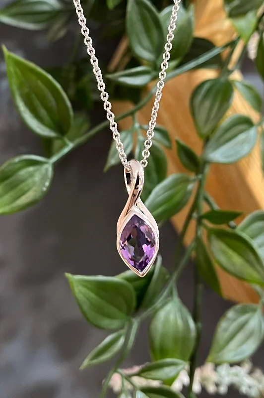 Ladies necklaces architectural style necklaces-Unique & Co Sterling Silver Amethyst Pendant Necklace