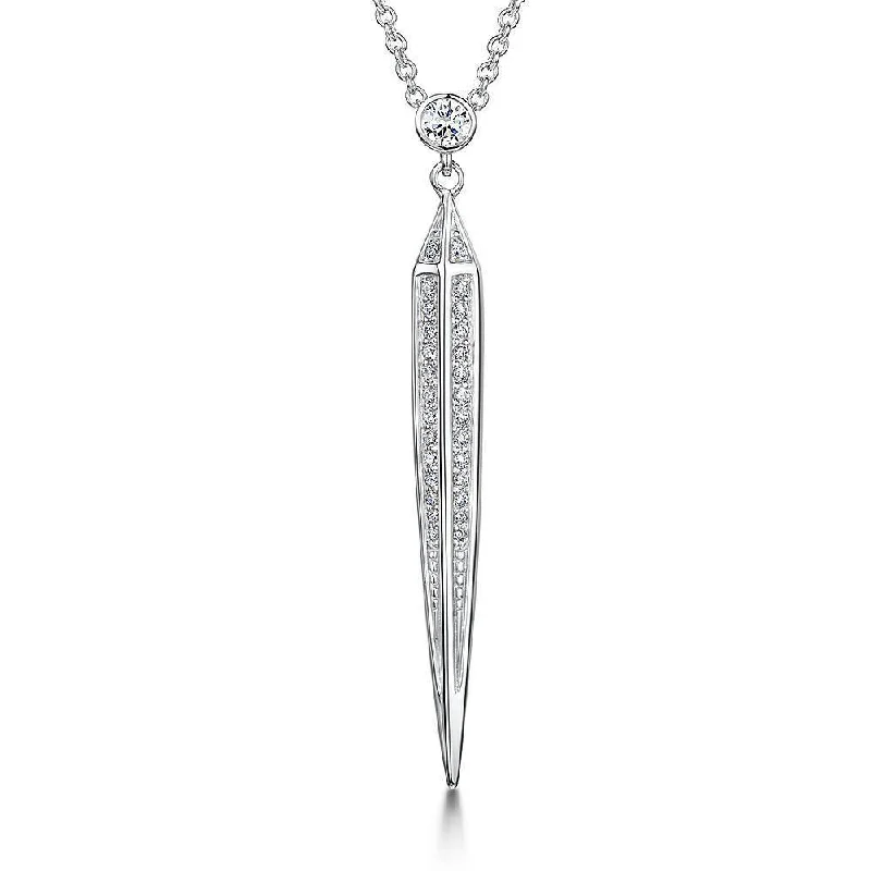 Ladies necklaces halo accent styles-Triangle Dagger Cubic Zirconia Necklace