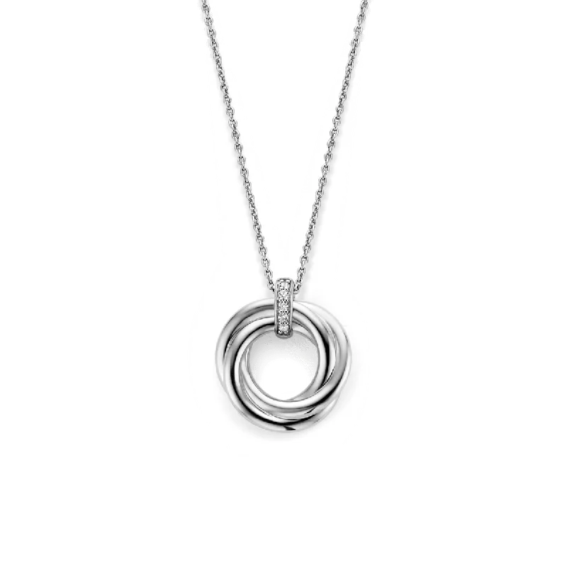 Ladies necklaces Mother’s Day treasures-Ti Sento Sterling Silver Twisted Circle Necklace