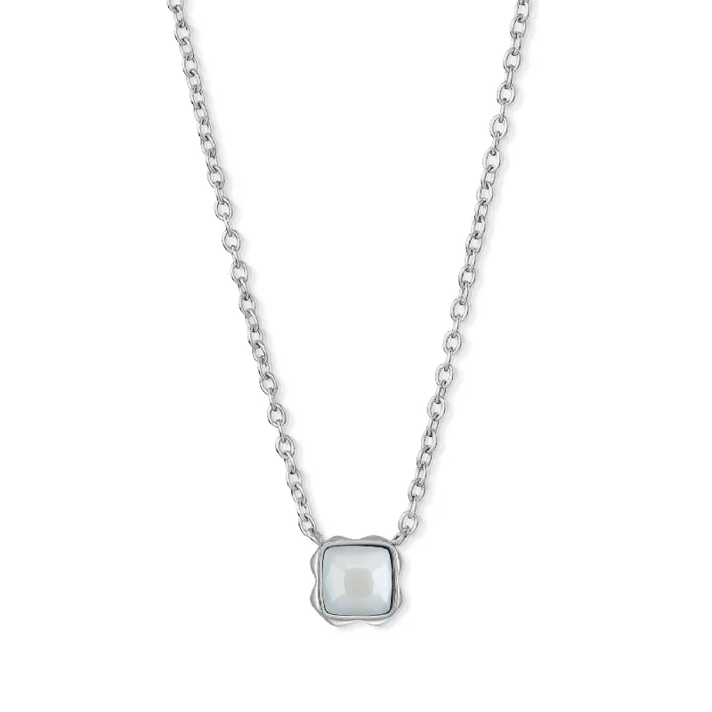 Ladies necklaces geometric shape styles-Coeur De Lion April Birthstone White Quartz Necklace