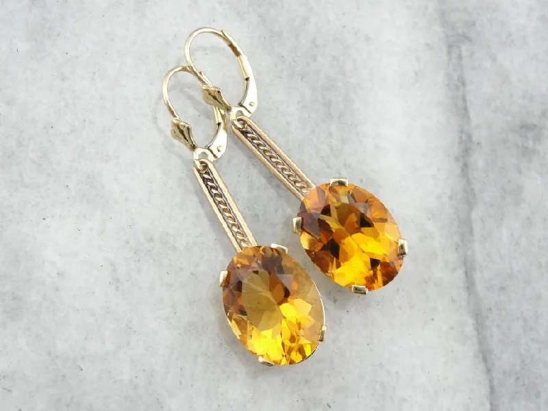 Ladies earrings online shopping deals-Beautiful Rose Gold and Citrine Substantial Drop Earrings