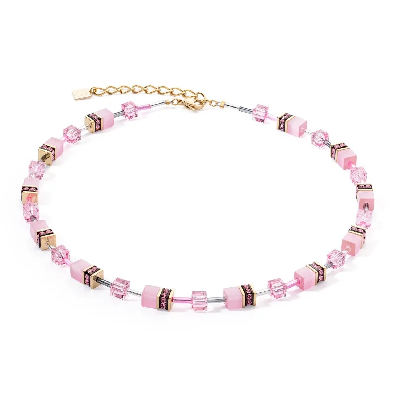 Ladies necklaces gradient gem necklaces-Coeur De Lion Iconic Mono Gold Pink Necklace