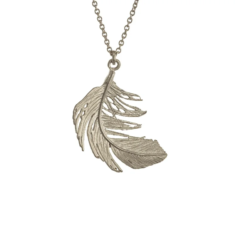 Ladies necklaces romantic floral styles-Alex Monroe Big Feather Necklace