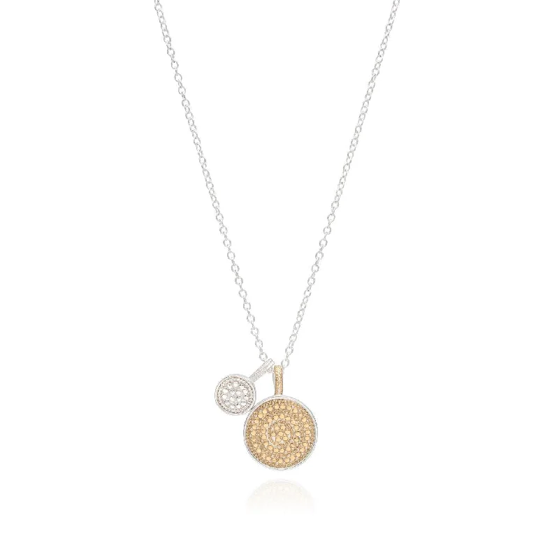 Ladies necklaces eco-friendly materials-Anna Beck Silver & Gold Dual Disc Circle of Life Necklace