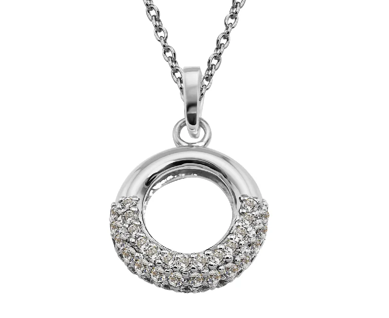 Ladies necklaces spring fashion designs-Unique & Co Sterling Silver Cubic Zirconia Pendant Necklace