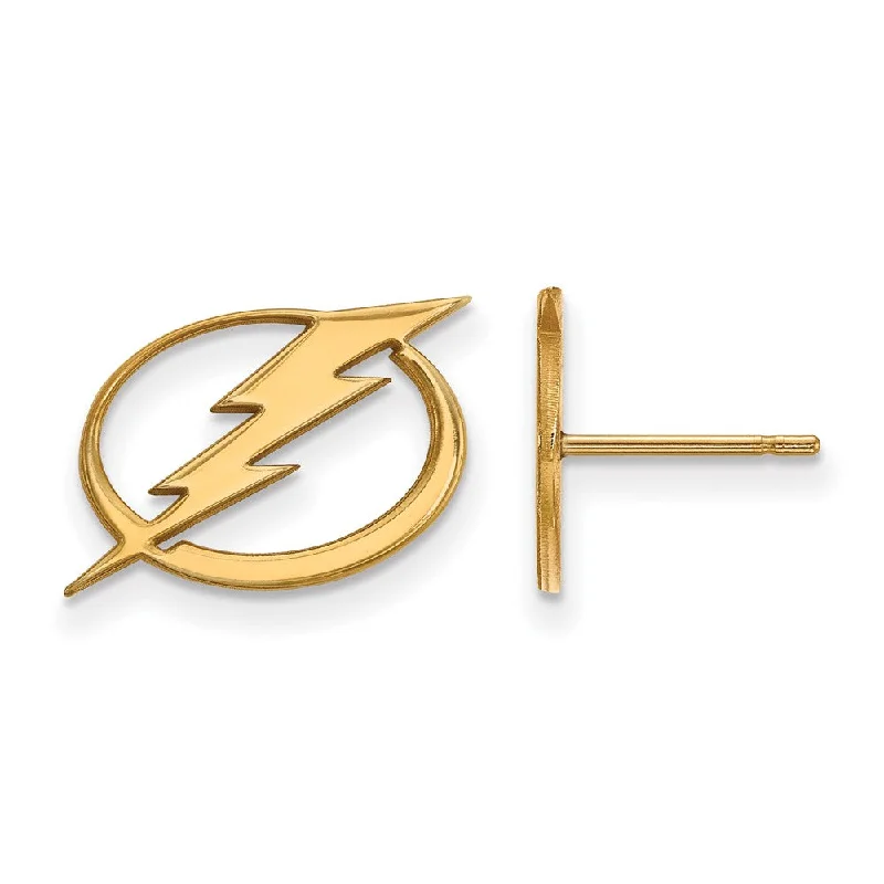 Ladies earrings standout unique styles-14k Yellow Gold NHL Tampa Bay Lightning Small Post Earrings