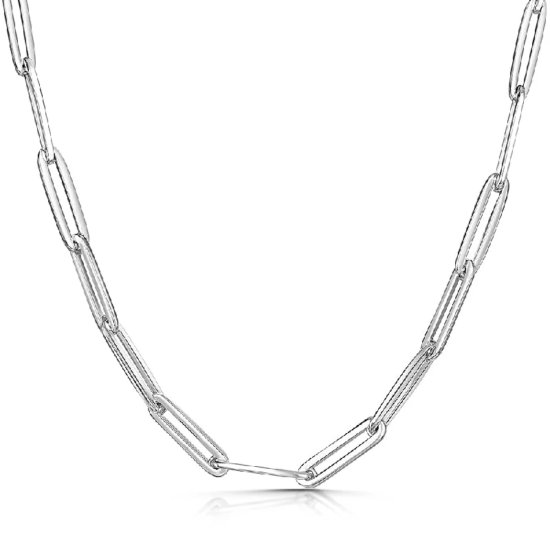 Ladies necklaces bold silver styles-Jools Sterling Silver Paperlink Full Necklace