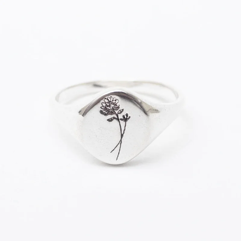 Ladies rings soft touch styles-November Birth Flower Signet Ring