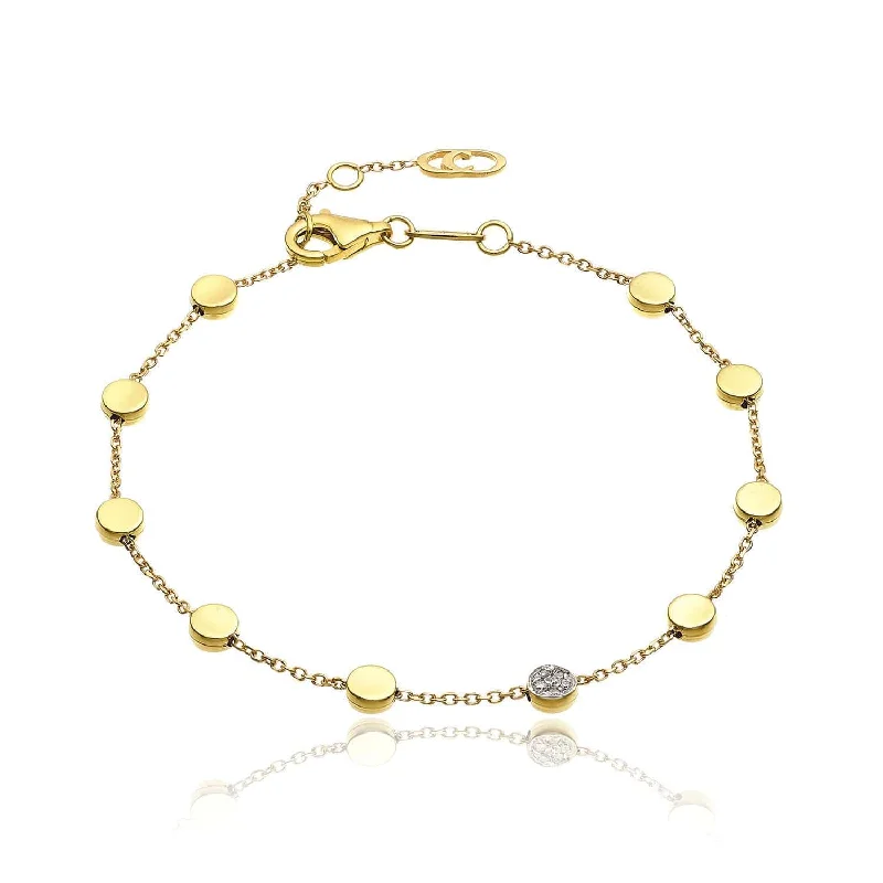 Ladies bracelets small batch bracelets-Ladies bracelets small batch bracelets-Armillas Glow 18ct Yellow Gold Flat Small Circle Diamond Pave Set Bracelet