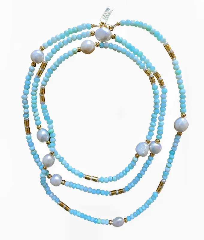 Ladies necklaces affordable price range-Yaron Morhaim Long Peruvian Opal Necklace