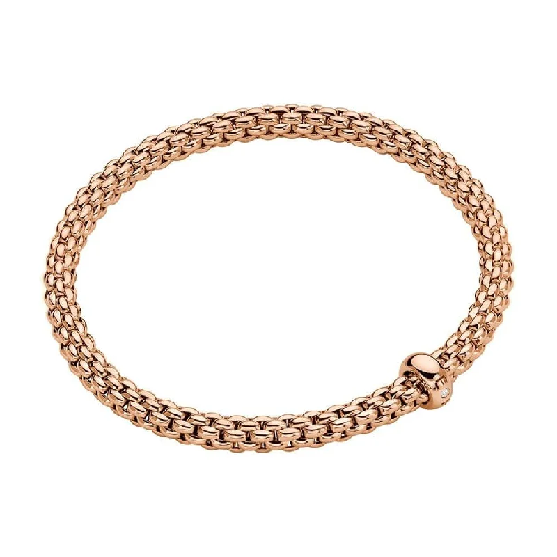 Ladies bracelets wedding accessory pieces-Ladies bracelets wedding accessory pieces-Solo 18ct Rose Gold Bracelet With Single Diamond Set Rondel