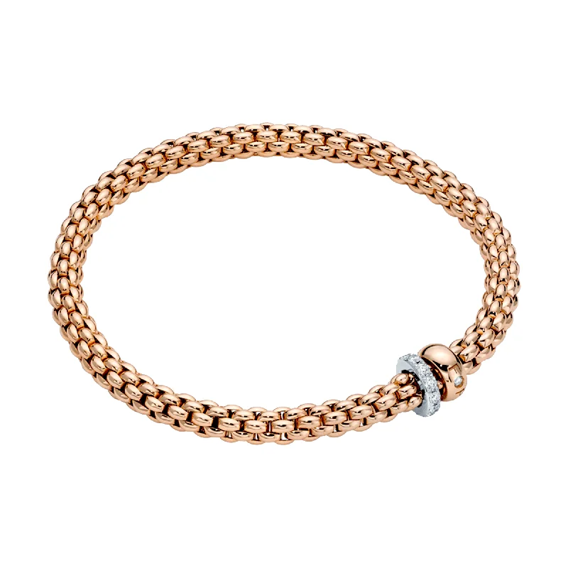 Ladies bracelets festive holiday gifts-Ladies bracelets festive holiday gifts-Solo 18ct Rose Gold Bracelet With Pave Diamond Set And Polished Rondels