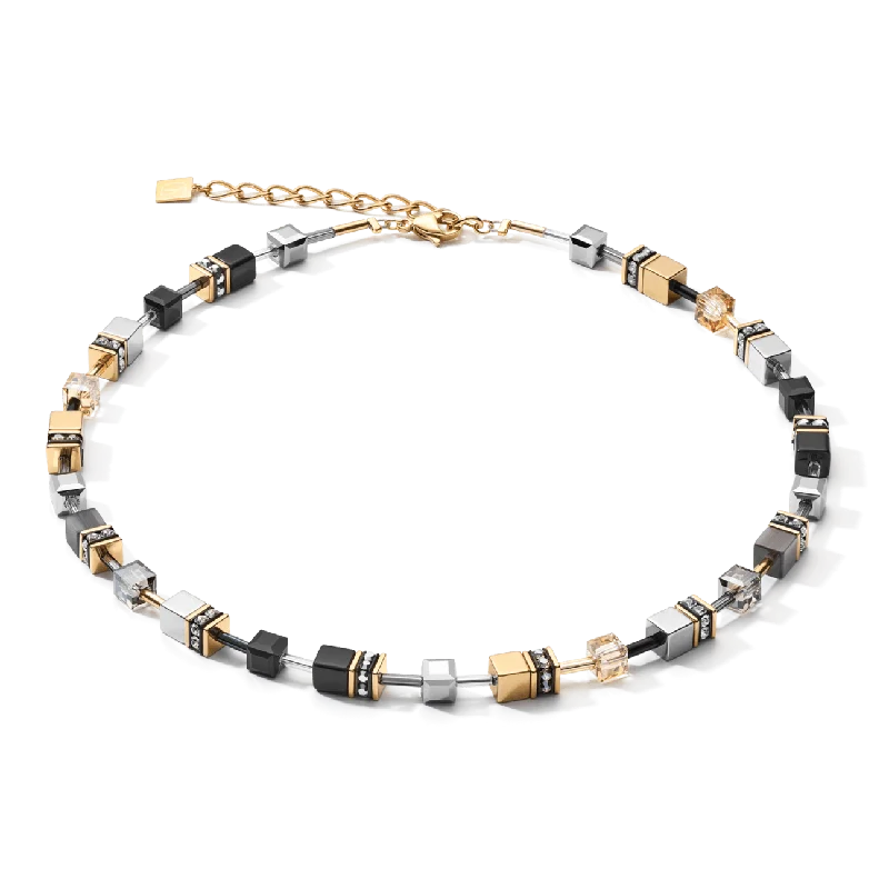 Ladies necklaces festive holiday gifts-Coeur De Lion GeoCUBE® Grey Gold Necklace