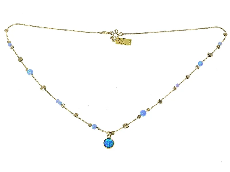 Ladies necklaces rustic charm designs-14k Rolled Gold and Opal Stones Necklace