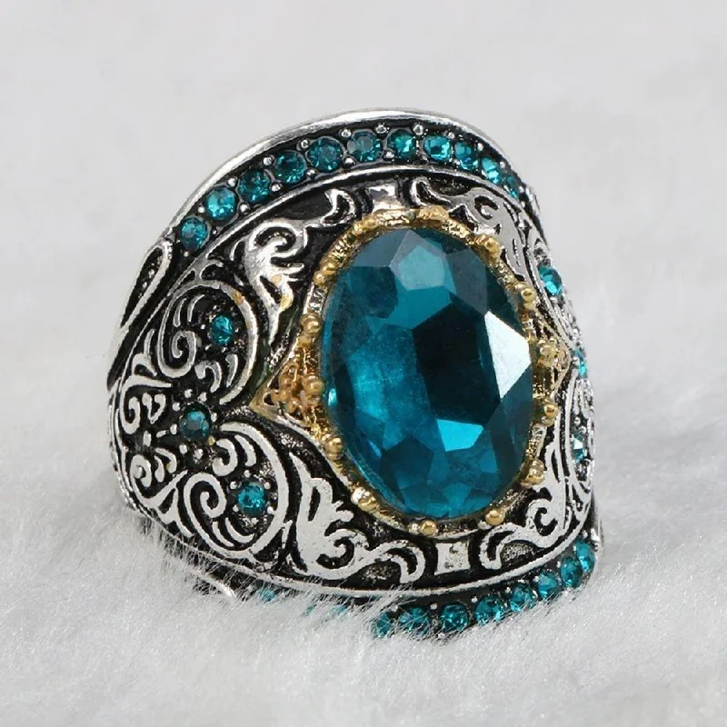 Ladies rings rustic charm designs-Sea Treasure Aquamarine March Birthstone Ring