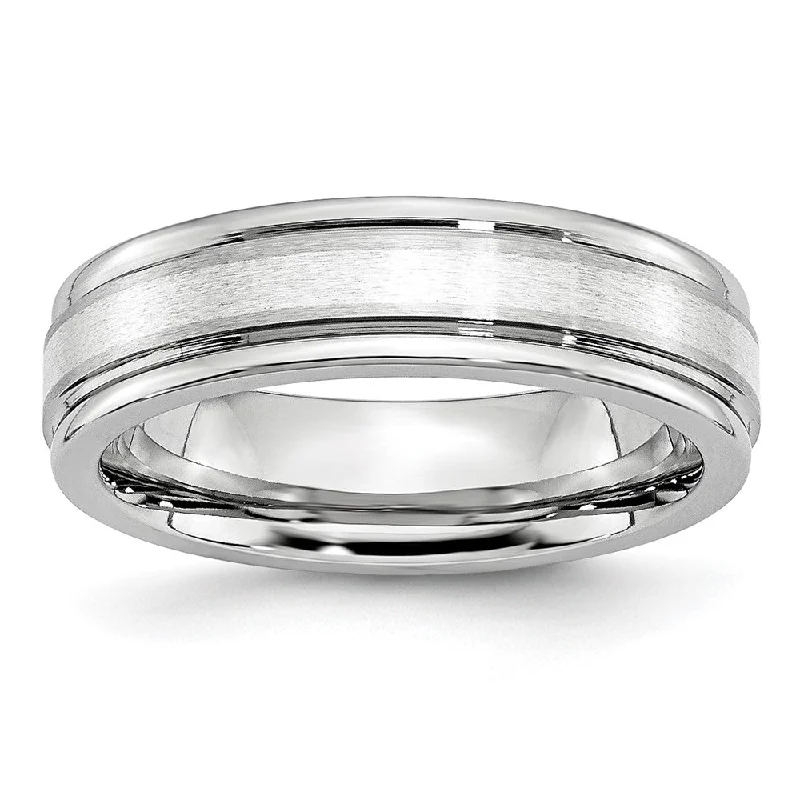 Ladies rings artisan metalwork styles-6mm Cobalt & Sterling Silver Inlay Grooved Ridged Edge Band