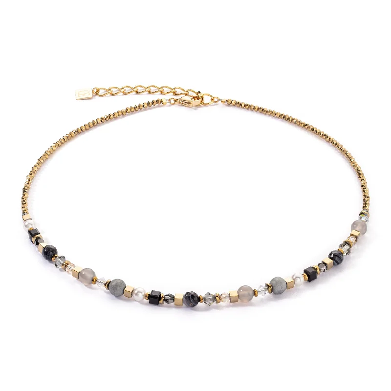 Ladies necklaces top jewelry brands-Coeur De Lion Festive Spheres Grey Gold Necklace