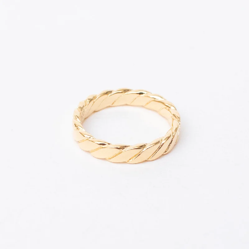 Ladies rings curved edge designs-Gold Vermeil Flat Braided Band Ring